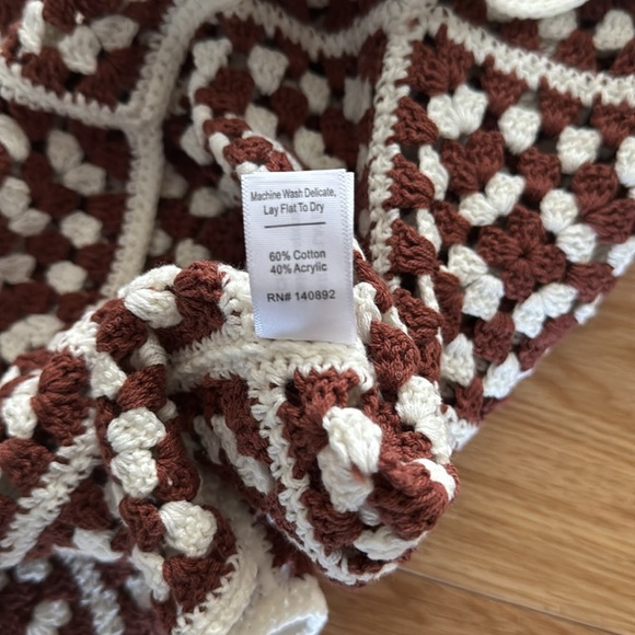 Marine Layer Womens Celeste Crochet Dress Medium Brown White Boho Resort New - Picture 8 of 9